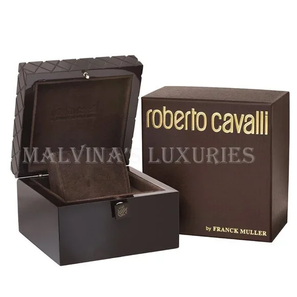 ROBERTO CAVALLI WATCH by FRANCK MULLER 35mm GOLD TONE LOGO CRYSTALS